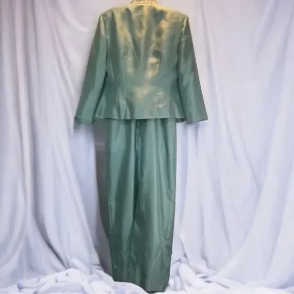 Jessica Howard Mint Green Beaded Dress and Coat Blazer Jacket, 2 Piece Set - Picture 4 of 7